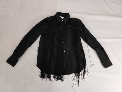 COMME des GARÇONS AD2021 Product Dyed Fringe Design L/S Shirt RI-B007 Black XS Shirt