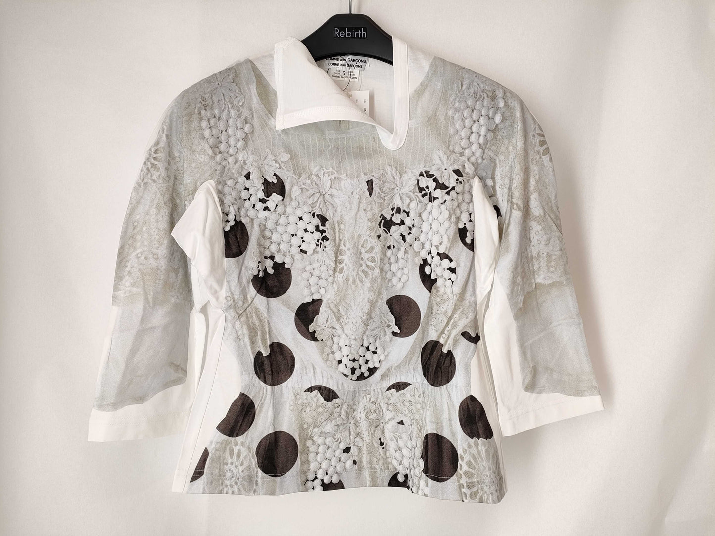 COMME des GARÇONS Comme des Garçons Comme des Garçons AD2017 18SS Lace Print Cutout T-Shirt RA-T001 White