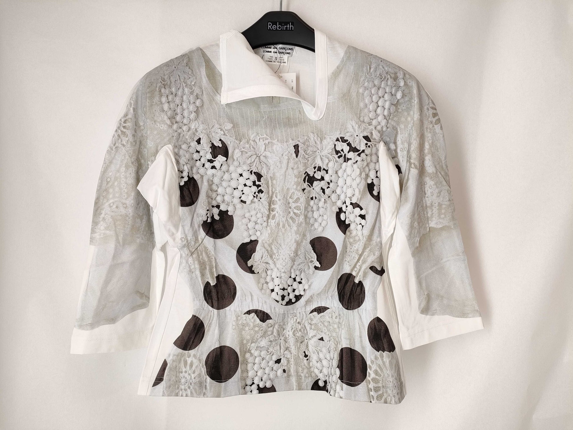 COMME des GARÇONS Comme des Garçons Comme des Garçons AD2017 18SS Lace Print Cutout T-Shirt RA-T001 White