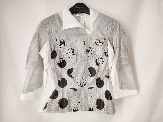 COMME des GARÇONS Comme des Garçons Comme des Garçons AD2017 18SS Lace Print Cutout T-Shirt RA-T001 White