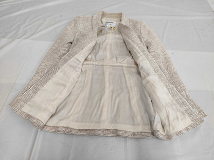 CHANEL 02P Rayon x Cotton x Silk Tweed Jacket P19312 Ivory Size 38 Jacket