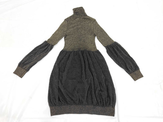 GUCCI Glitter Switch Knit Dress 167843 Gold Black Dress