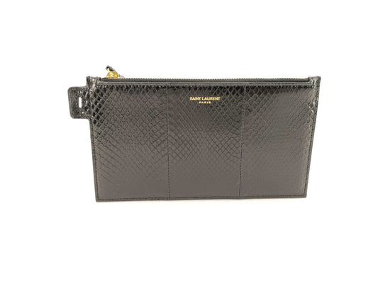 SAINT LAURENT Python Logo Pouch 669907 Black Pouch
