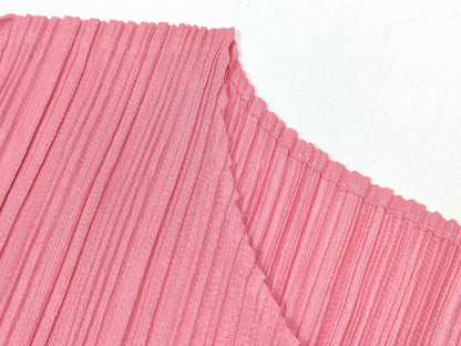 PLEATS PLEASE Issey Miyake Monstera Tropical Flower Fringe Top PP91-JK572 Pink Multicolor Top