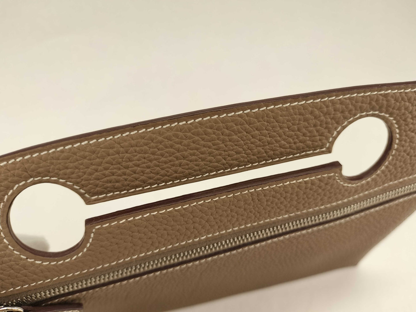 HERMES U-stamped Togo Bag Pocket Pouch Etoupe Pouch