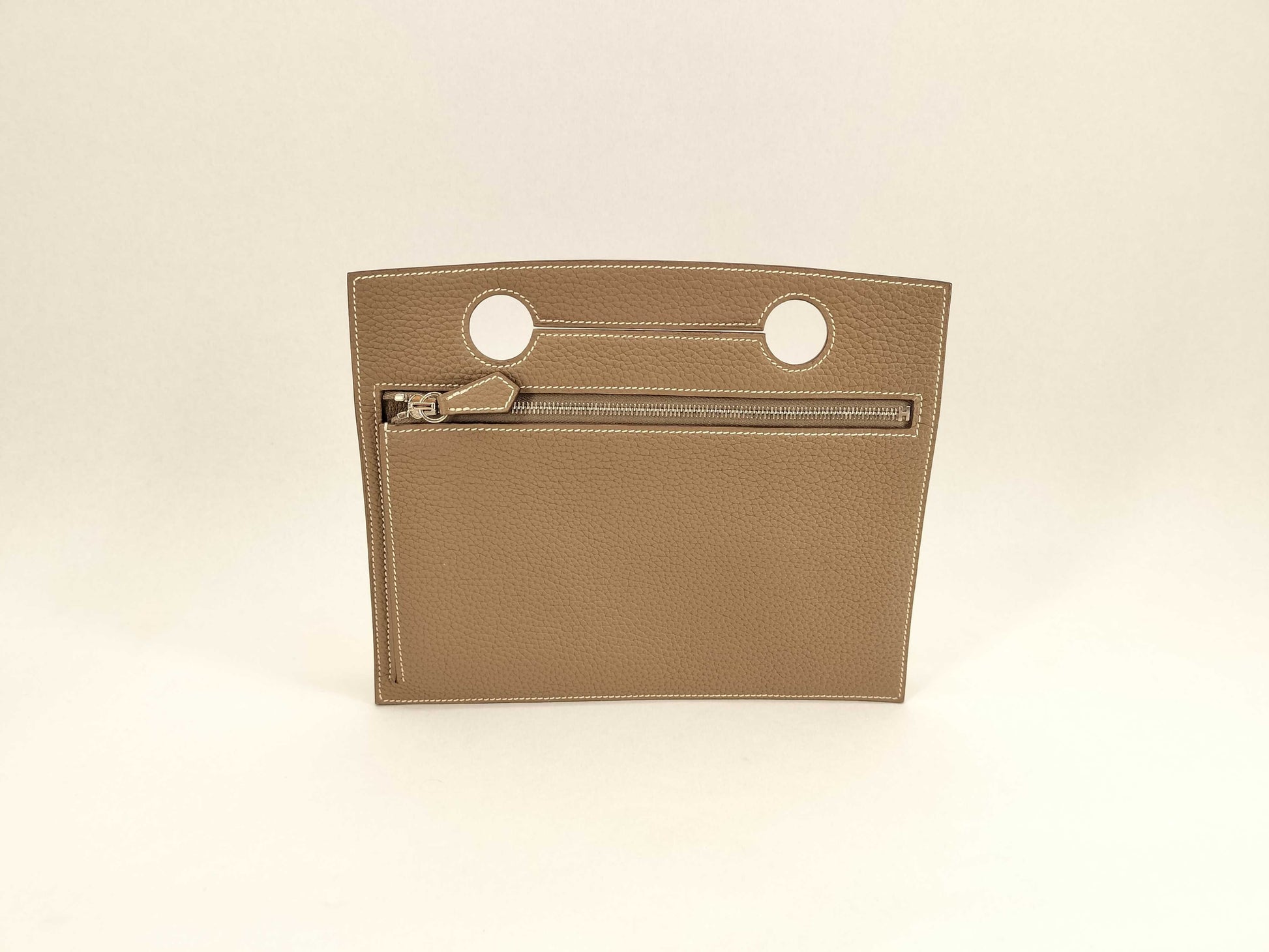 HERMES U-stamped Togo Bag Pocket Pouch Etoupe Pouch