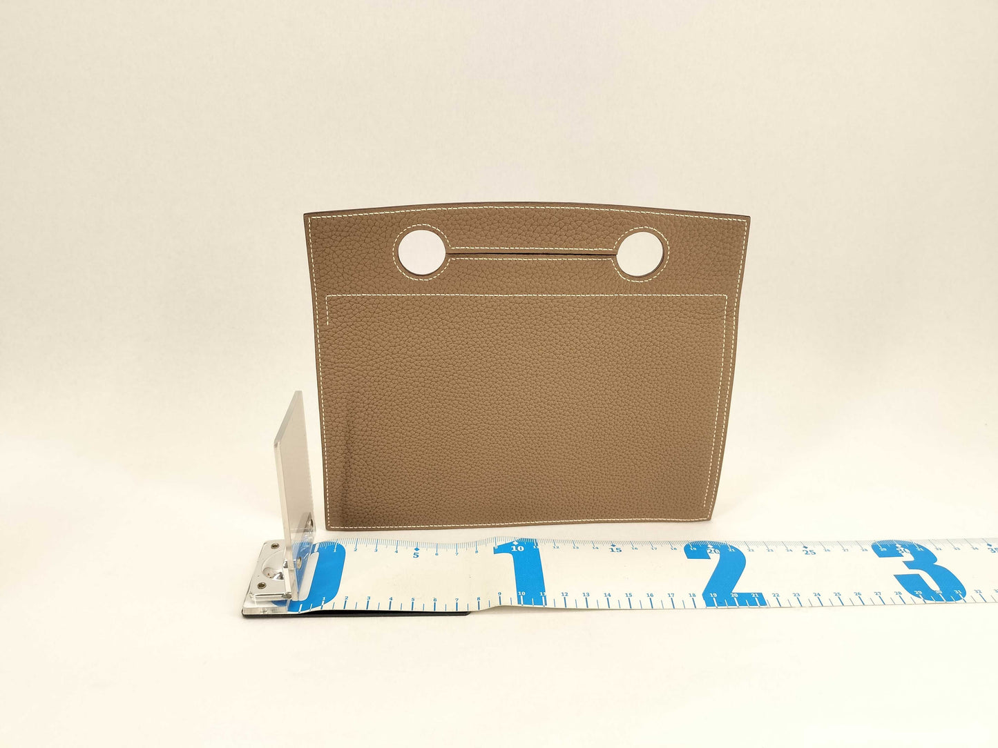 HERMES U-stamped Togo Bag Pocket Pouch Etoupe Pouch