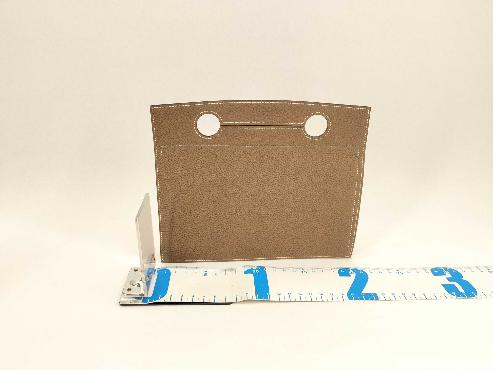 HERMES U-stamped Togo Bag Pocket Pouch Etoupe Pouch