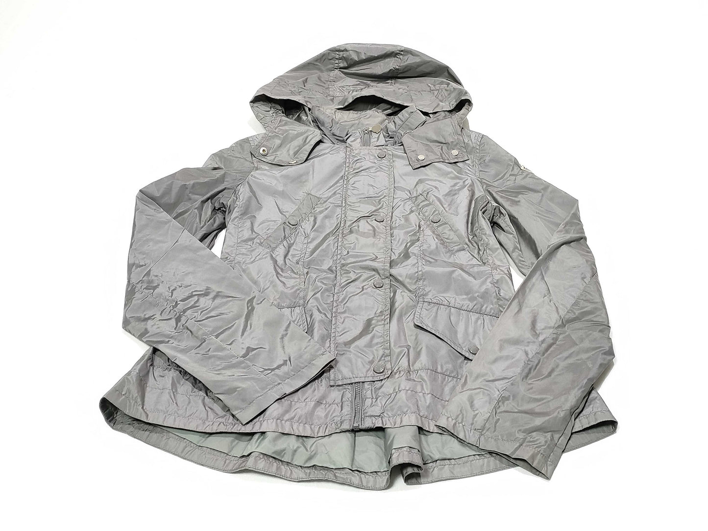 MONCLER AYROLLE Kids' Nylon Hooded Zip-Up Jacket, Gray, Size 14+, Size 164cm