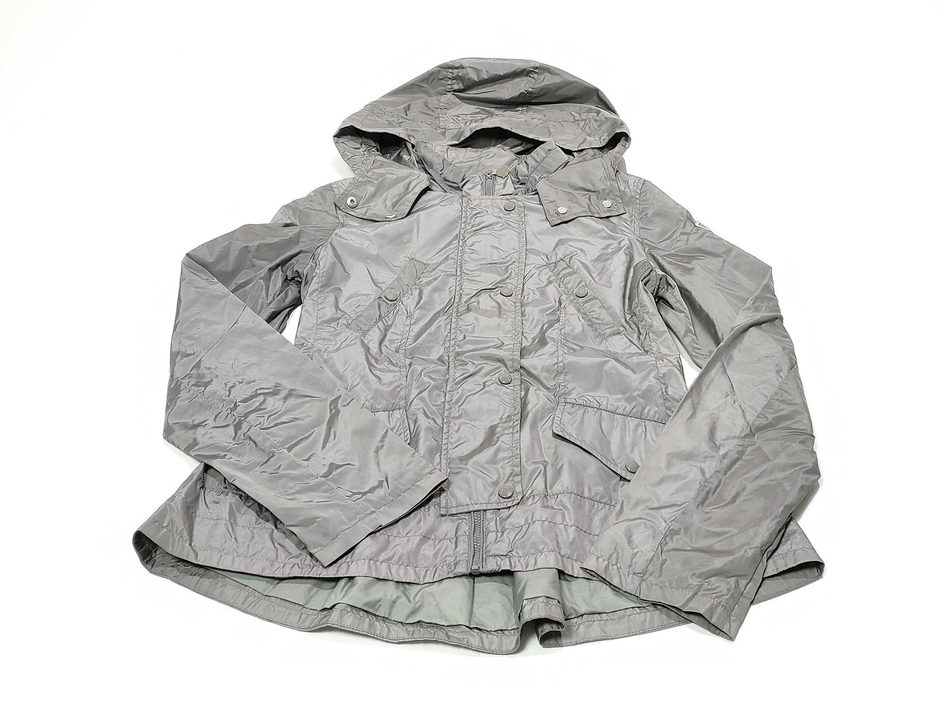 MONCLER AYROLLE Kids' Nylon Hooded Zip-Up Jacket, Gray, Size 14+, Size 164cm