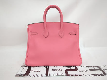 HERMES Birkin 25 Swift Rose Azalee Handbag with GD Hardware and A Stamp