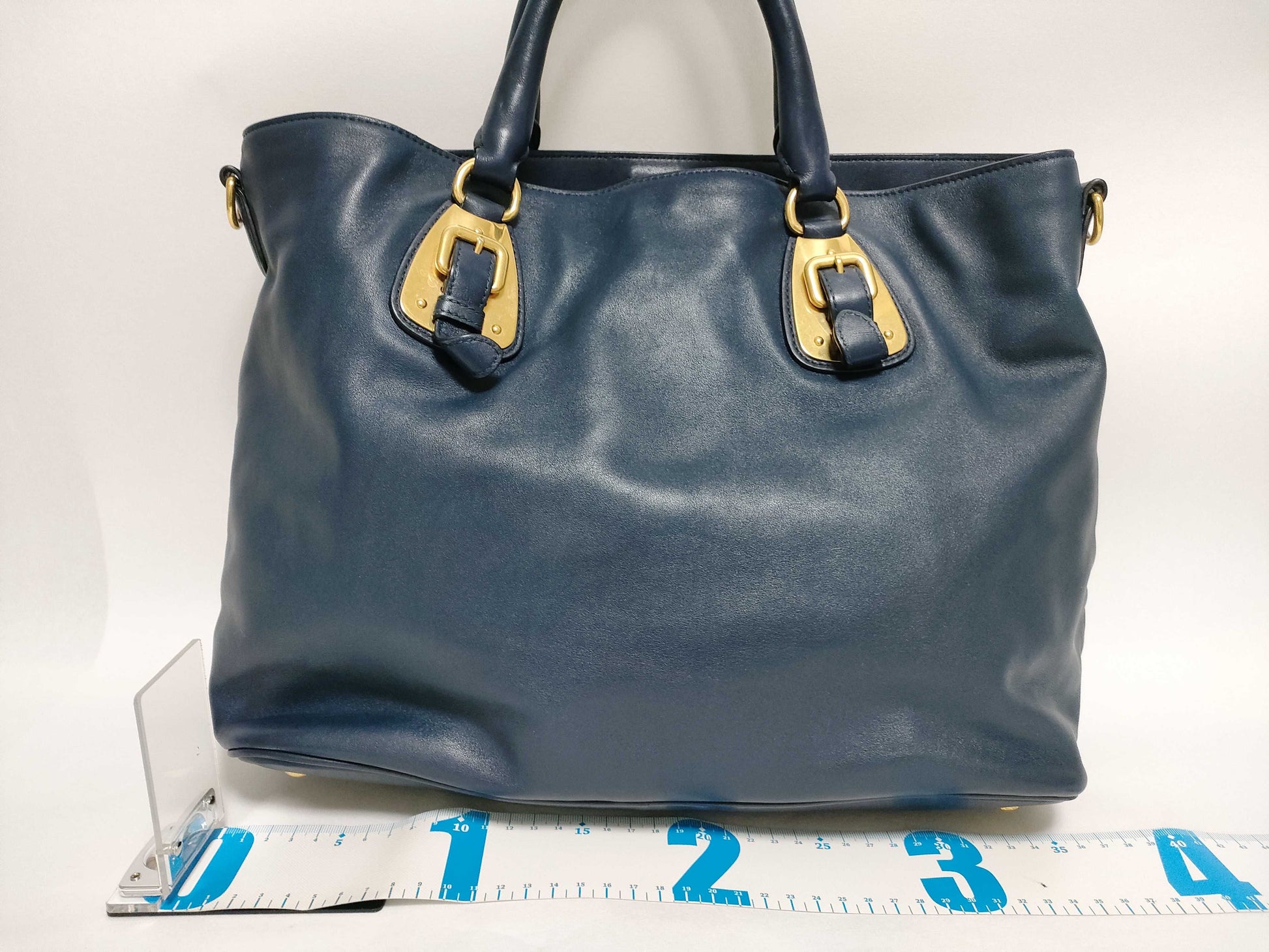 PRADA Prada Tessuto Logo 2-Way Handbag Navy
