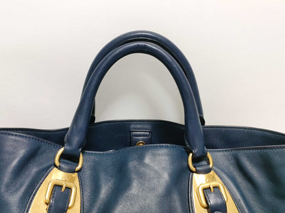 PRADA Prada Tessuto Logo 2-Way Handbag Navy