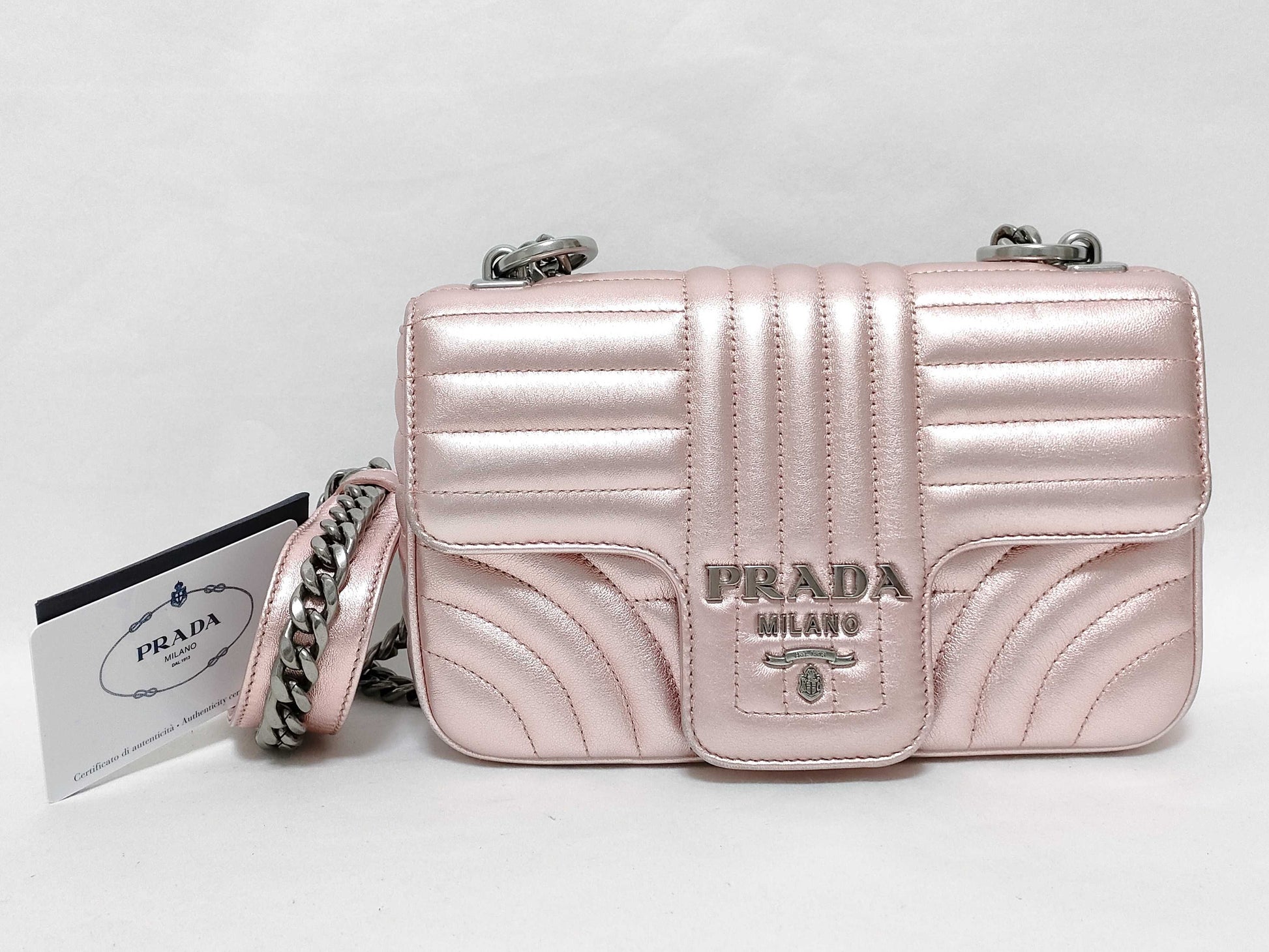 PRADA Prada Diagram Chain Shoulder Bag in Metallic Color