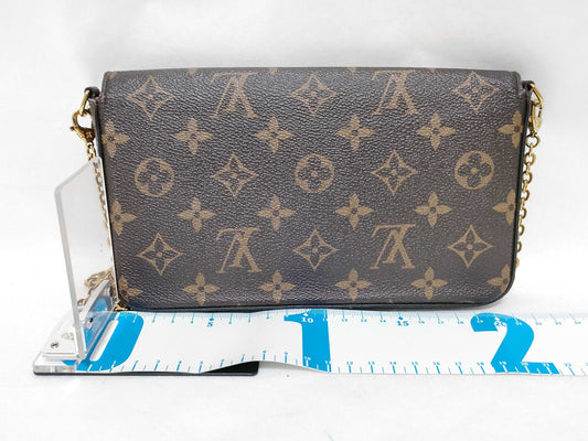 LOUIS VUITTON Monogram Pochette Felicie Love Lock Chain Wallet Shoulder Bag