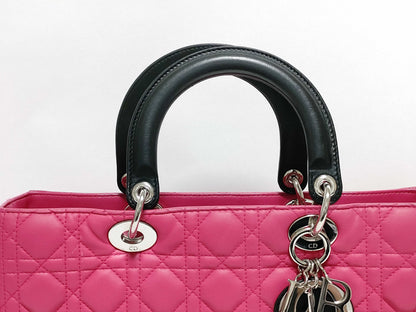 Dior Lady Dior Large Lamb Handbag Pink Two-Tone Handbag