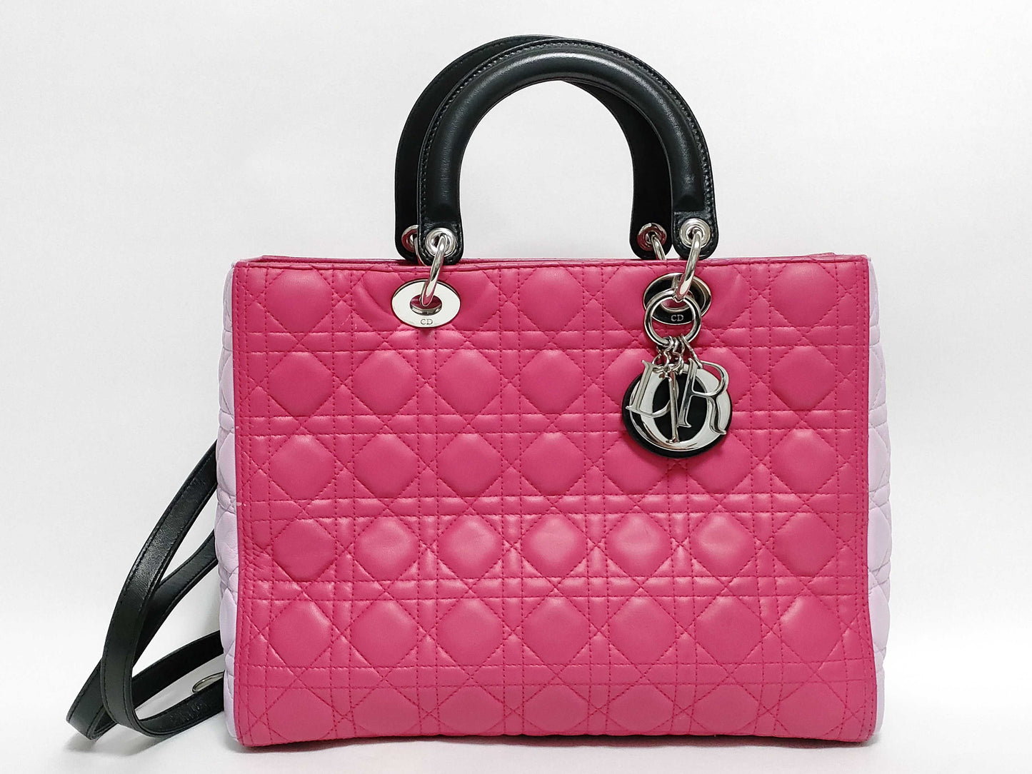Dior Lady Dior Large Lamb Handbag Pink Two-Tone Handbag