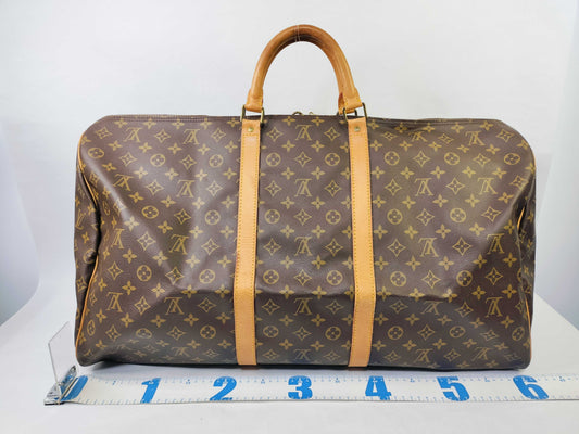 LOUIS VUITTON Monogram Keepall 60 M41422 MI0070 Poignier Name Tag Boston Bag