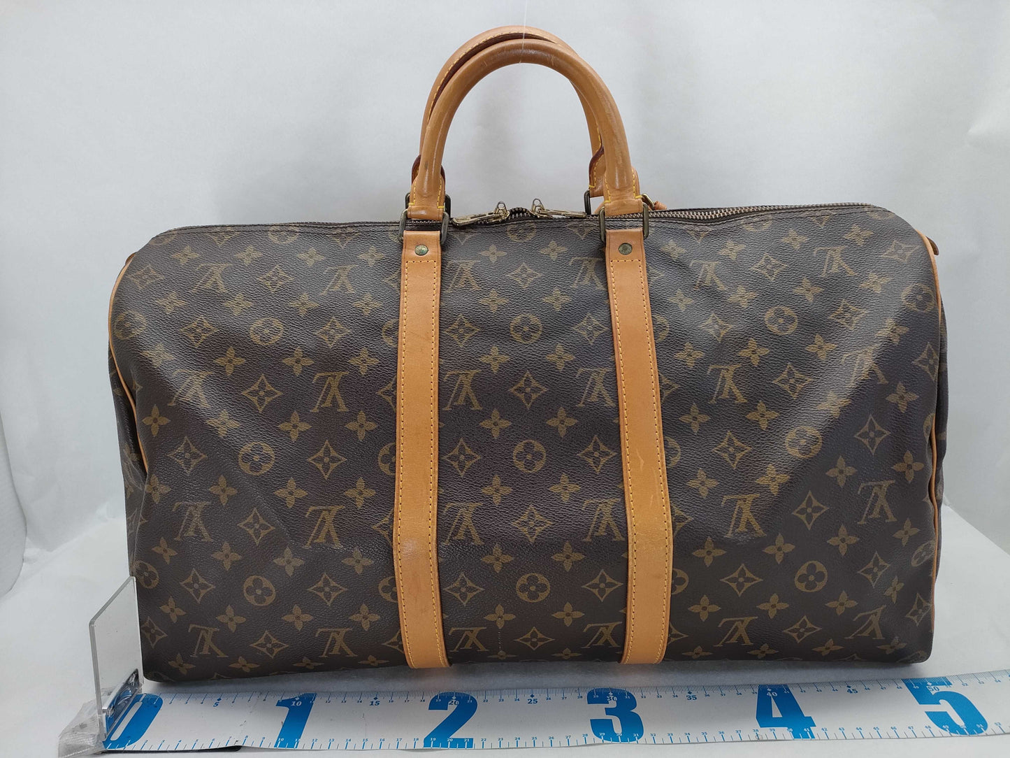 LOUIS VUITTON Monogram Keepall 50 M41426 VI882 Poignier Name Tag Boston Bag