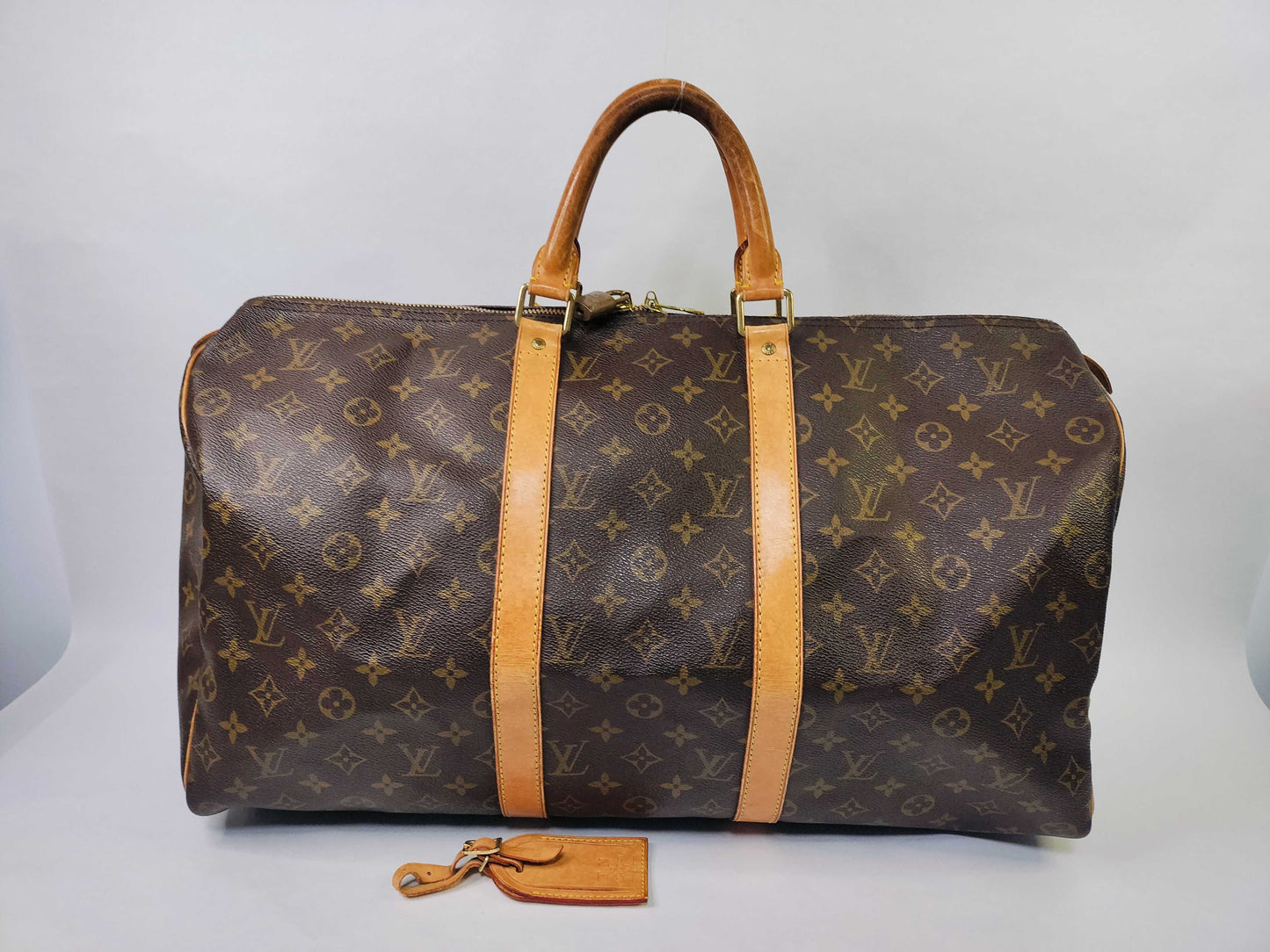 LOUIS VUITTON Monogram Keepall 50 M41426 FL1002 Name Tag Boston Bag