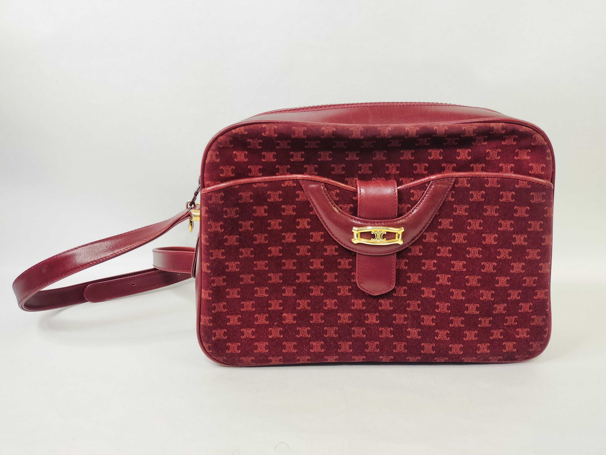 CELINE Macadam Suede Leather Shoulder Bag Camera Bag Shoulder Bag