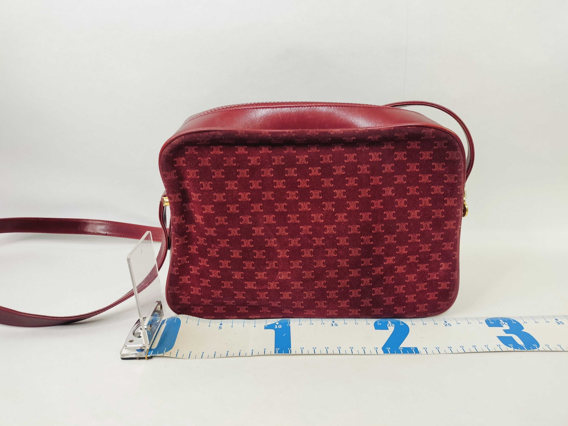 CELINE Macadam Suede Leather Shoulder Bag Camera Bag Shoulder Bag