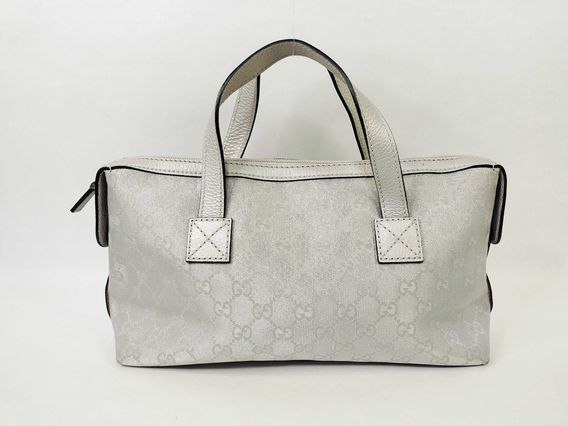 GUCCI GG Canvas Handbag Silver 264210 Handbag
