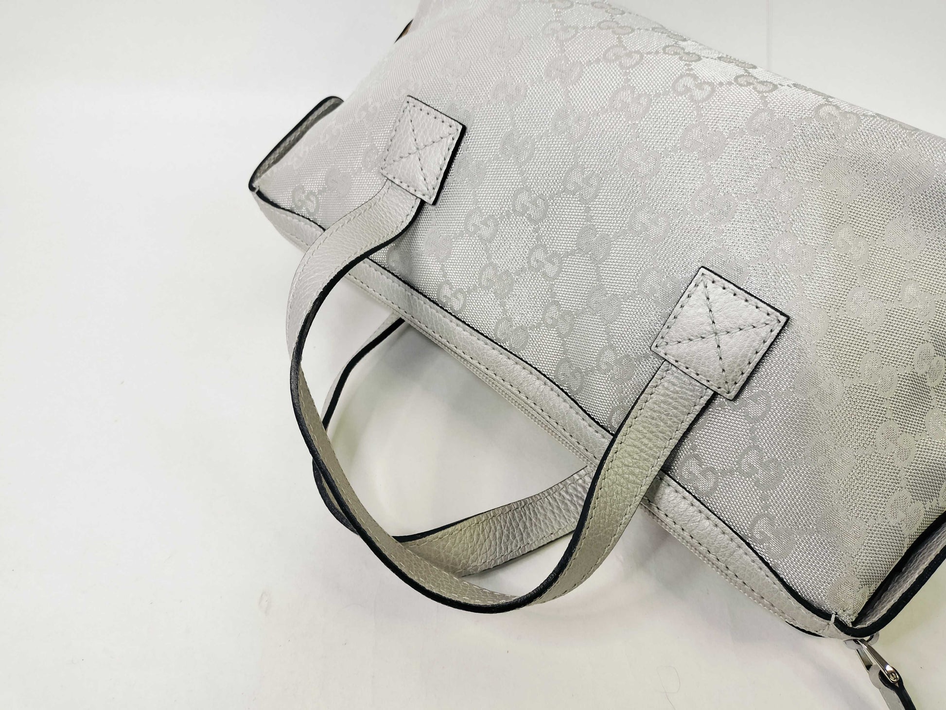 GUCCI GG Canvas Handbag Silver 264210 Handbag