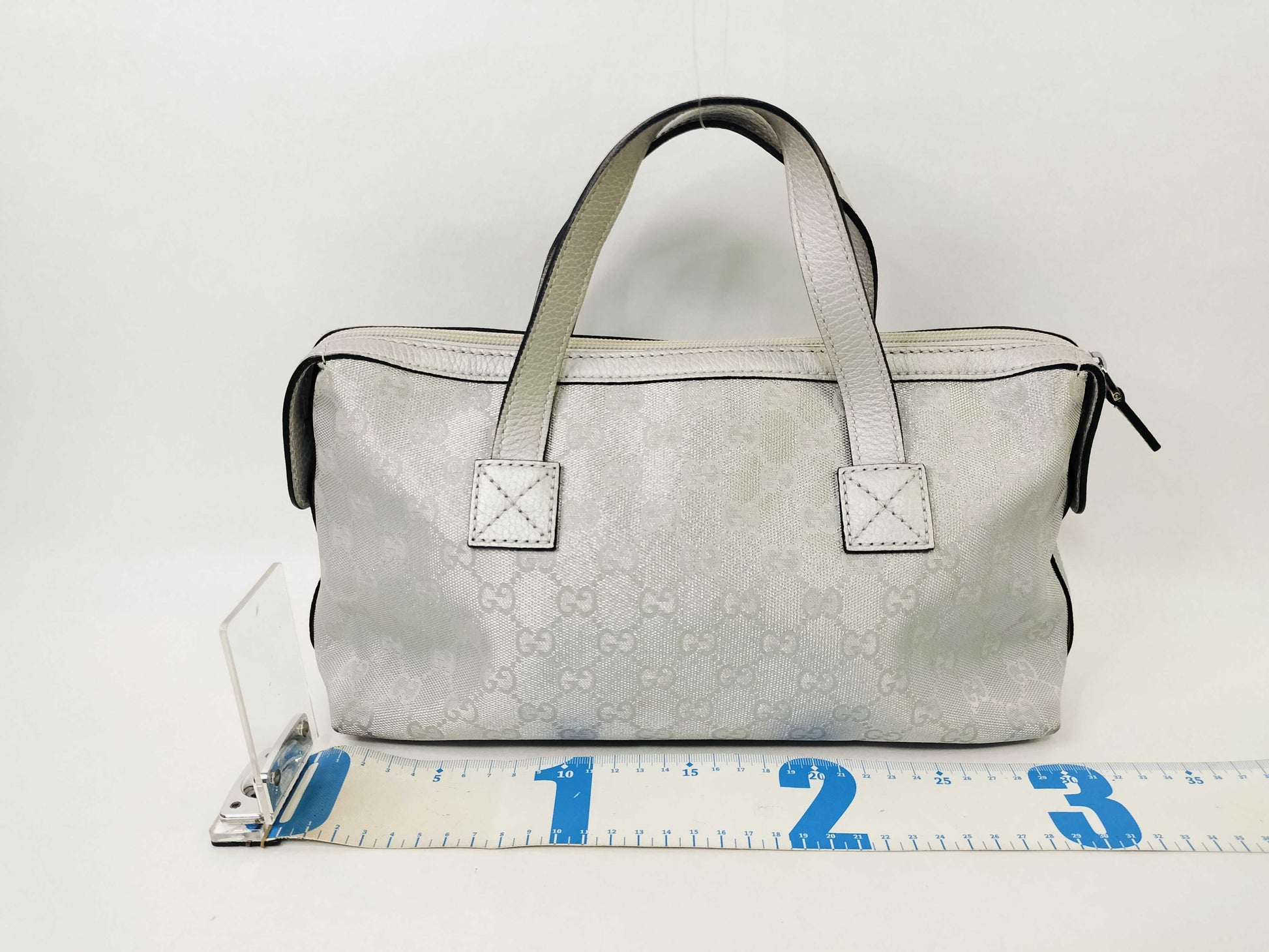 GUCCI GG Canvas Handbag Silver 264210 Handbag
