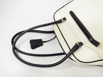 PRADA All Leather Bowling Bag Boston Bag Two-Tone Boston Bag