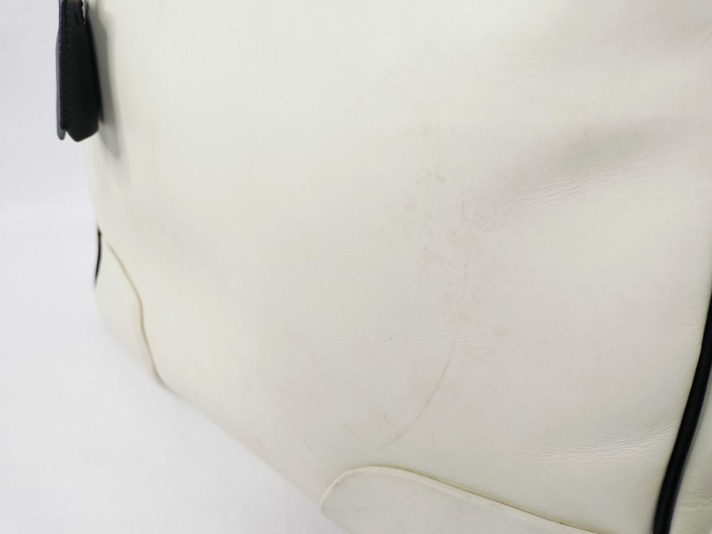 PRADA All Leather Bowling Bag Boston Bag Two-Tone Boston Bag