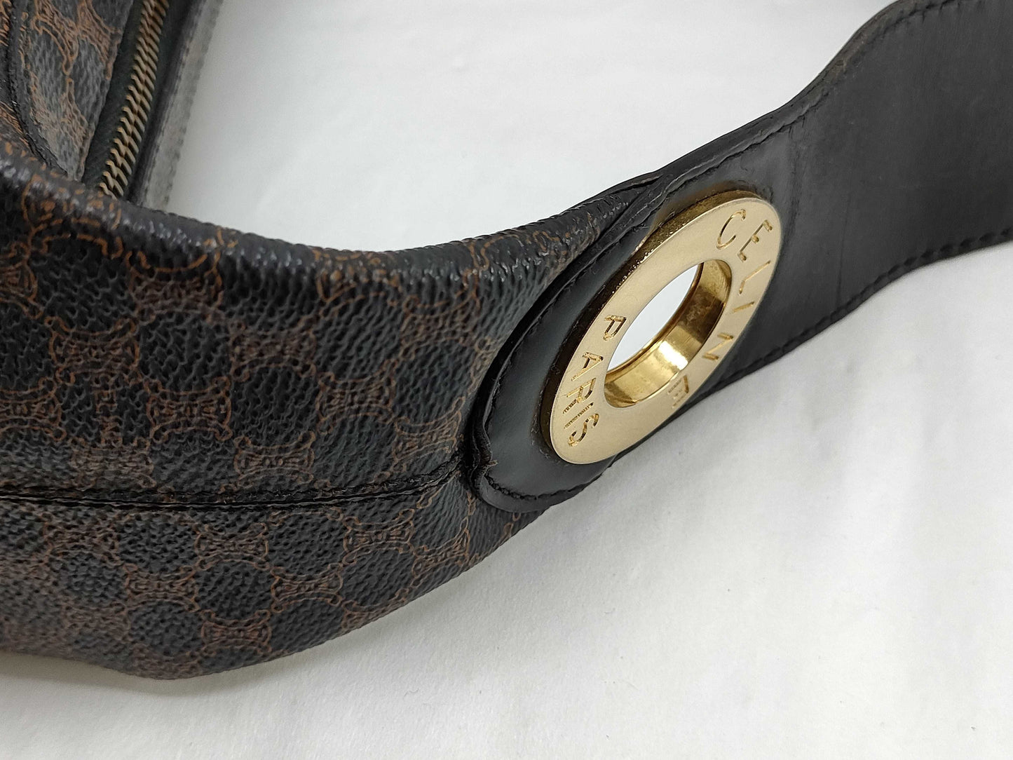 CELINE Macadam Blason Triomphe Pattern Circle Logo Metal Shoulder Bag