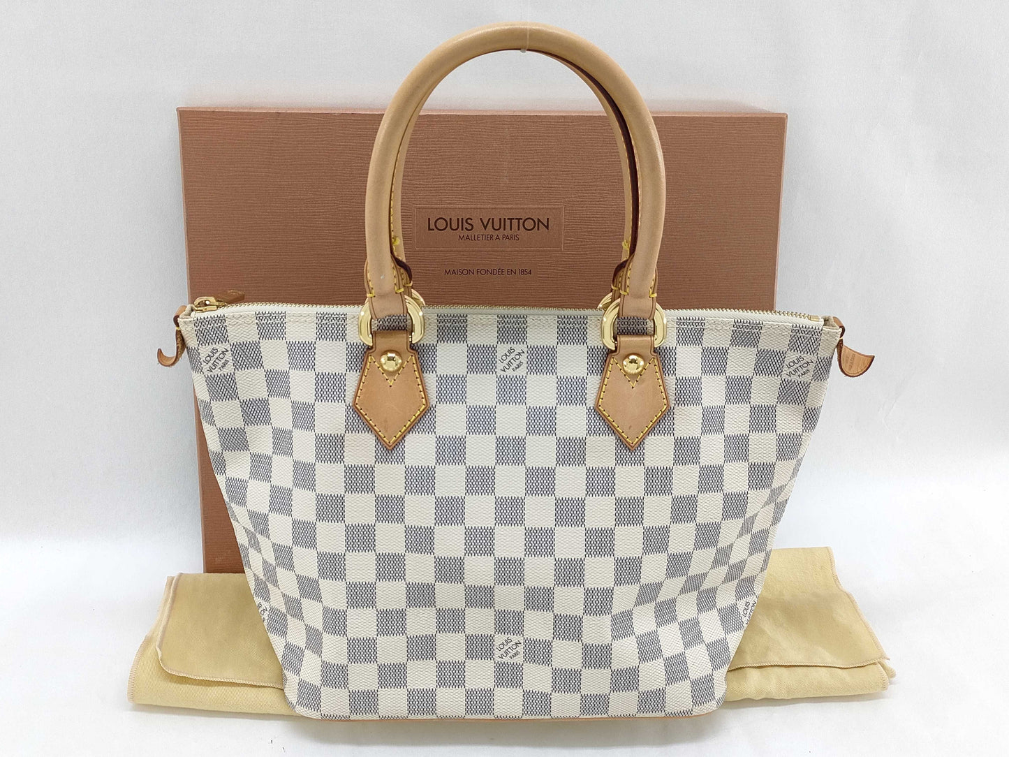 LOUIS VUITTON Damier Azur Louis Vuitton Saleya PM Damier Azur Tote Bag