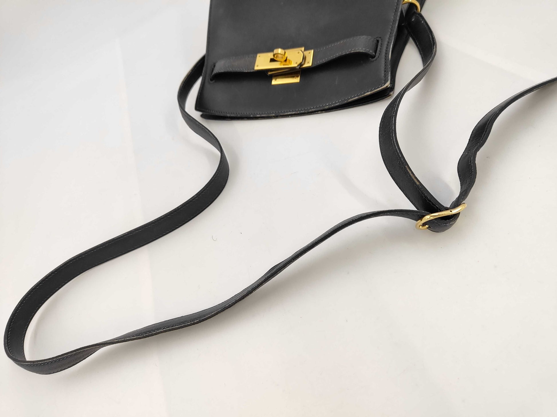 HERMES Kelly Sport MM XX Box Calf Black GP Shoulder Bag