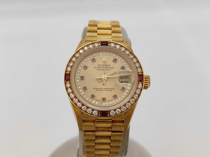 ROLEX 69068 W454592 Champagne Dial 18K Gold Women's Watch
