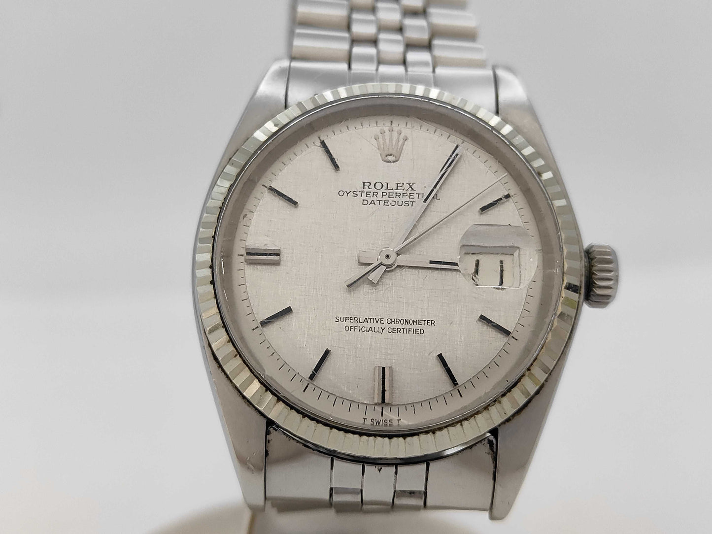 ROLEX 1601 3220218 Silver Mosaic Dial Jubilee Bracelet Boys' Watch