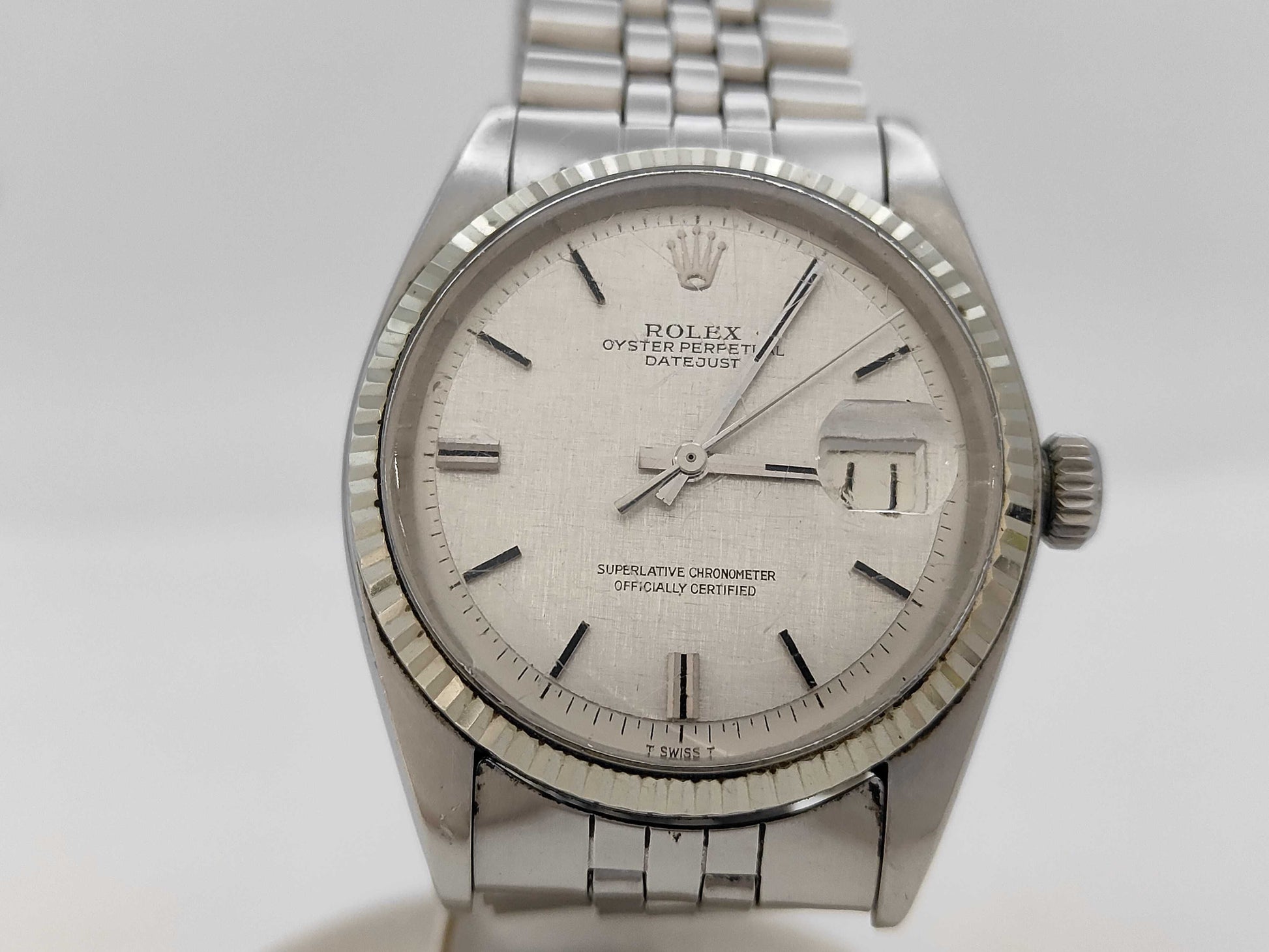 ROLEX 1601 3220218 Silver Mosaic Dial Jubilee Bracelet Boys' Watch