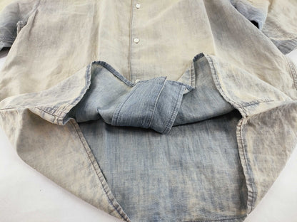 LOEWE 24SS Leather Logo Patch Washed Distressed Short Sleeve Shirt Size 38 Tops