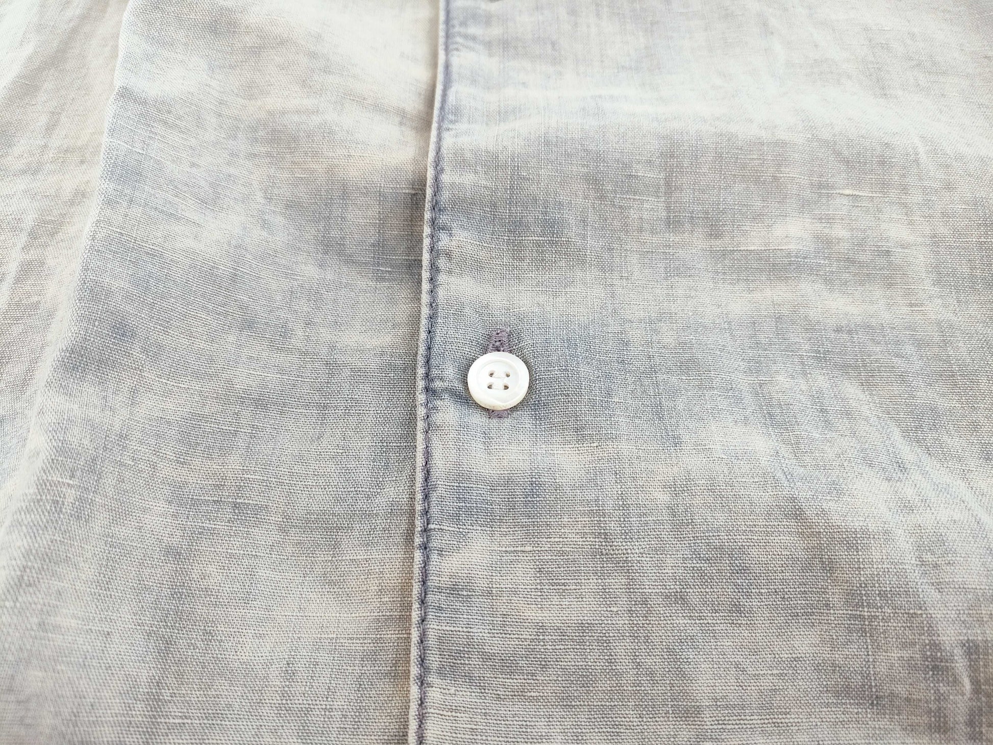 LOEWE 24SS Leather Logo Patch Washed Distressed Short Sleeve Shirt Size 38 Tops