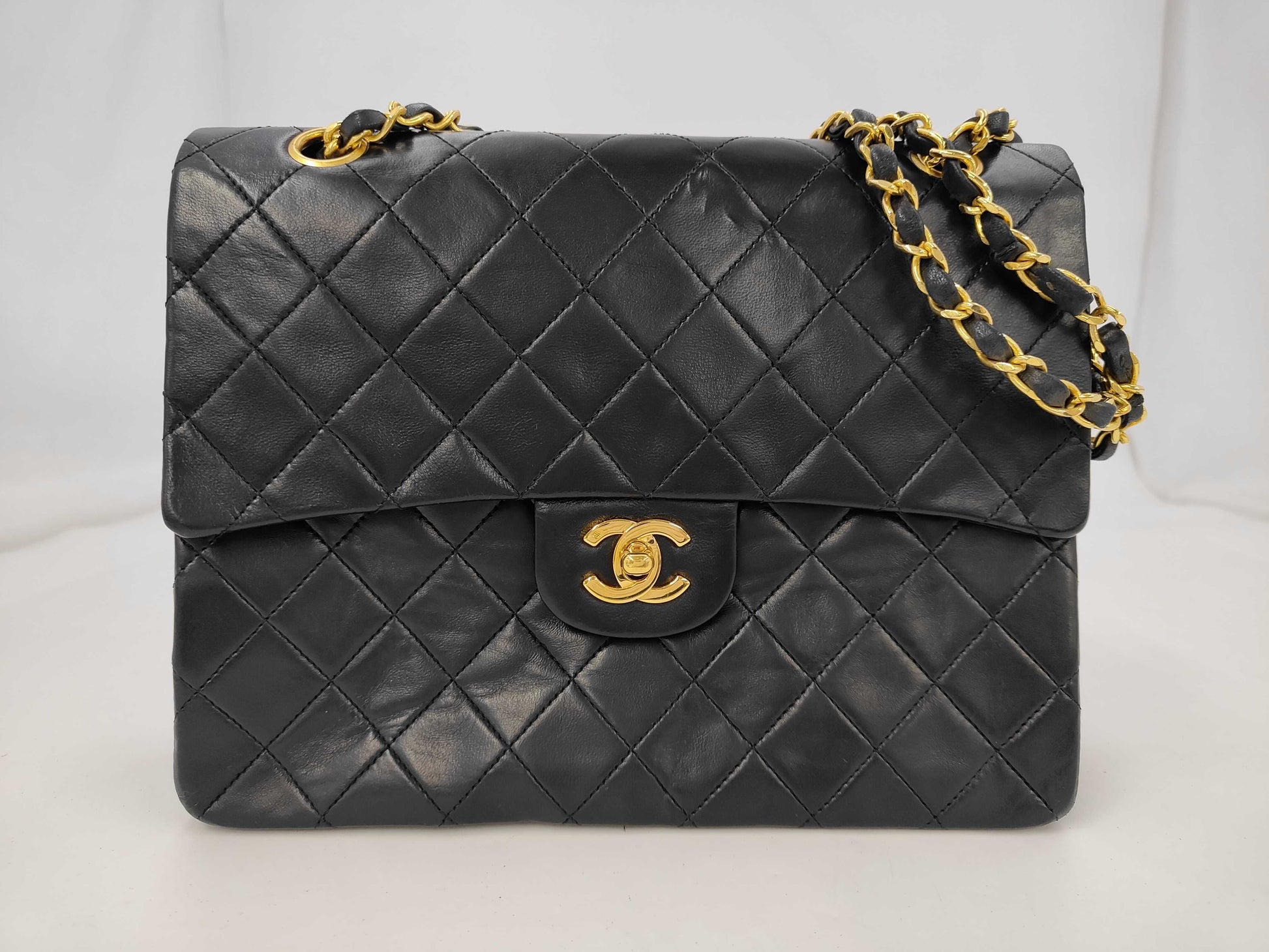 CHANEL Lambskin W-Flap 25 Shoulder Bag