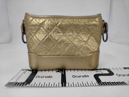CHANEL CHANEL Leather Gabriel de Hobo 24283165 Gold Silver/Gold Hardware Shoulder Bag