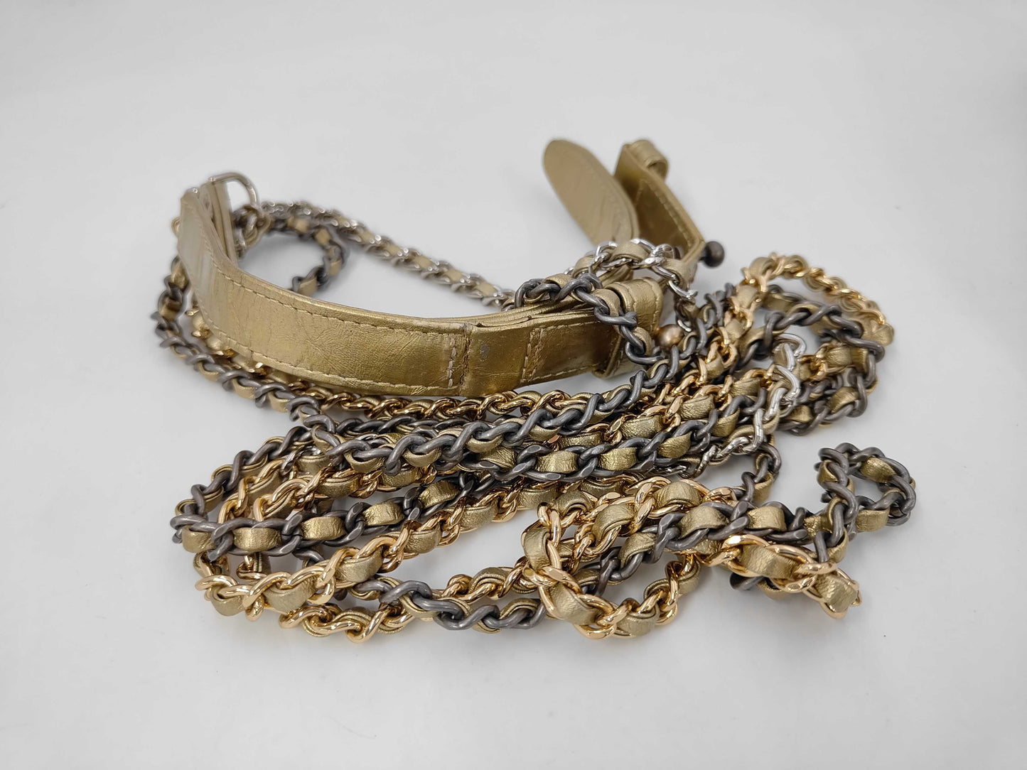 CHANEL CHANEL Leather Gabriel de Hobo 24283165 Gold Silver/Gold Hardware Shoulder Bag