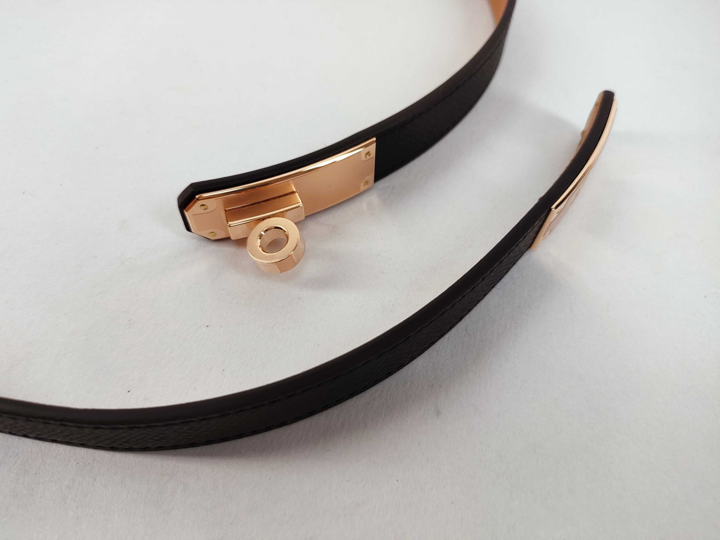 HERMES Kelly Belt, Black Epsom Leather, RG Hardware, K Stamp