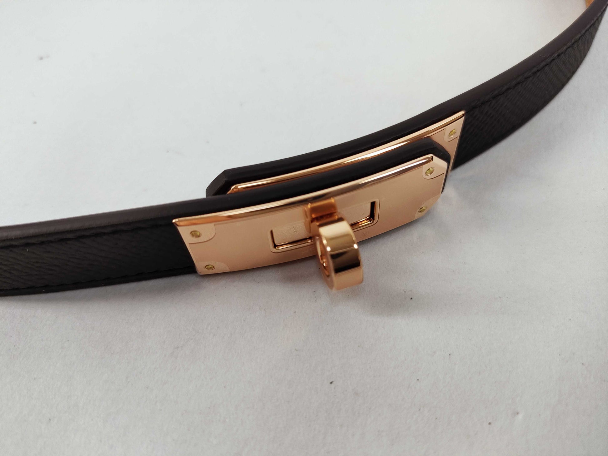 HERMES Kelly Belt, Black Epsom Leather, RG Hardware, K Stamp