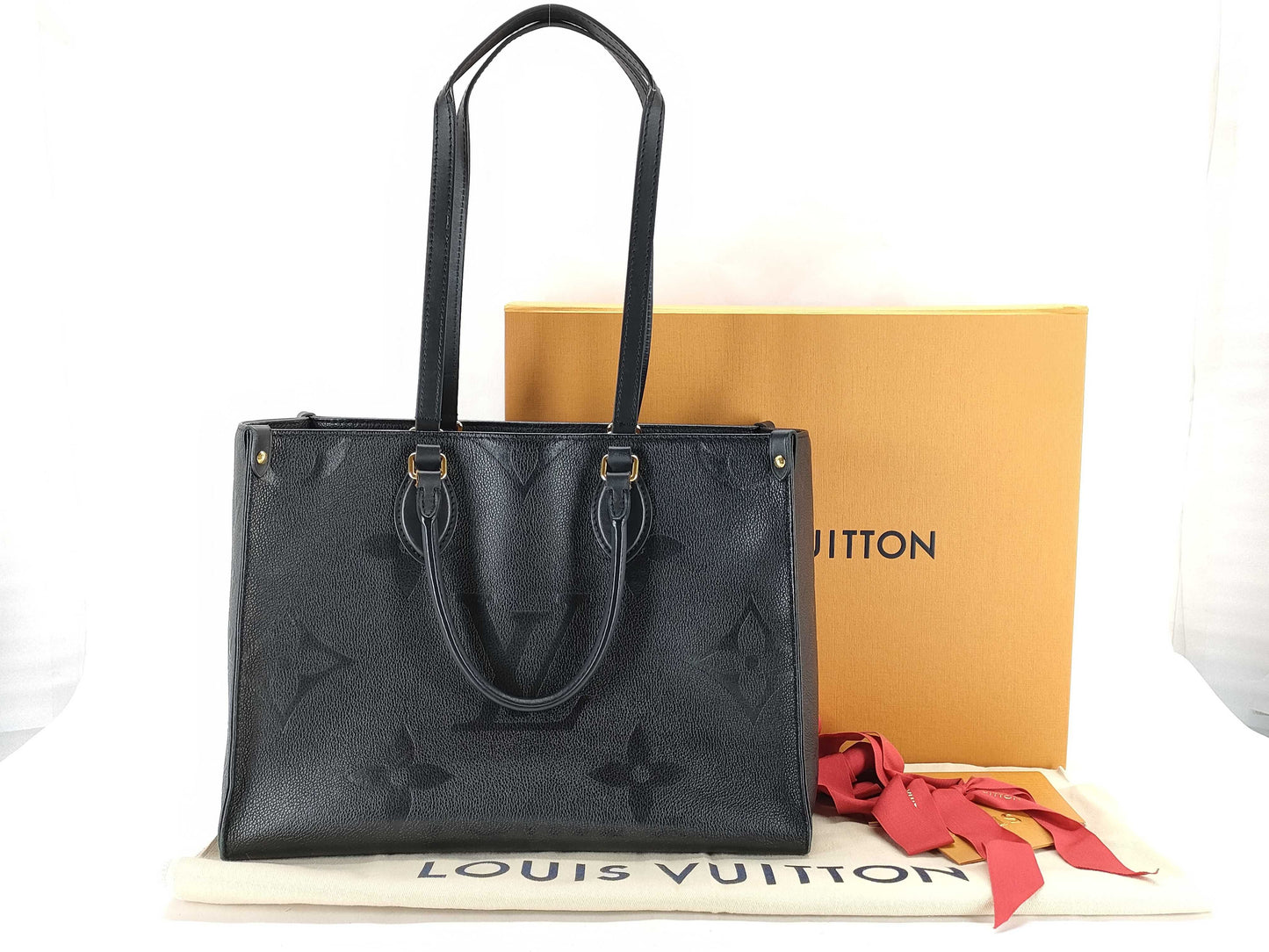 LOUIS VUITTON Monogram Empreinte/On the Go MM Noir M45595 Tote Bag