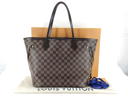 LOUIS VUITTON Damier Neverfull MM Ebene Rose Ballerine Tote Bag N41603