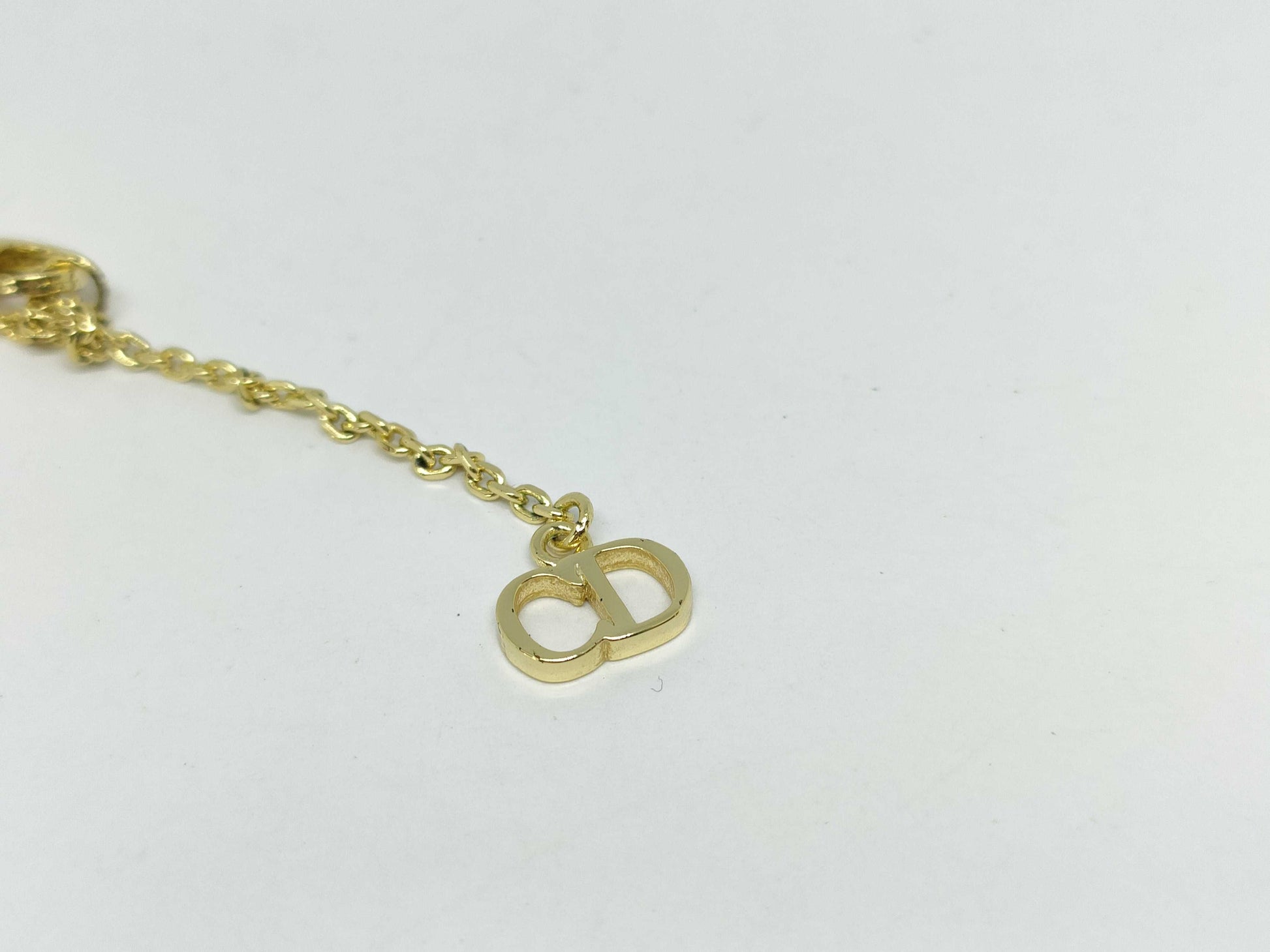 Dior Rhinestone F Pearl Necklace with Box Necklace