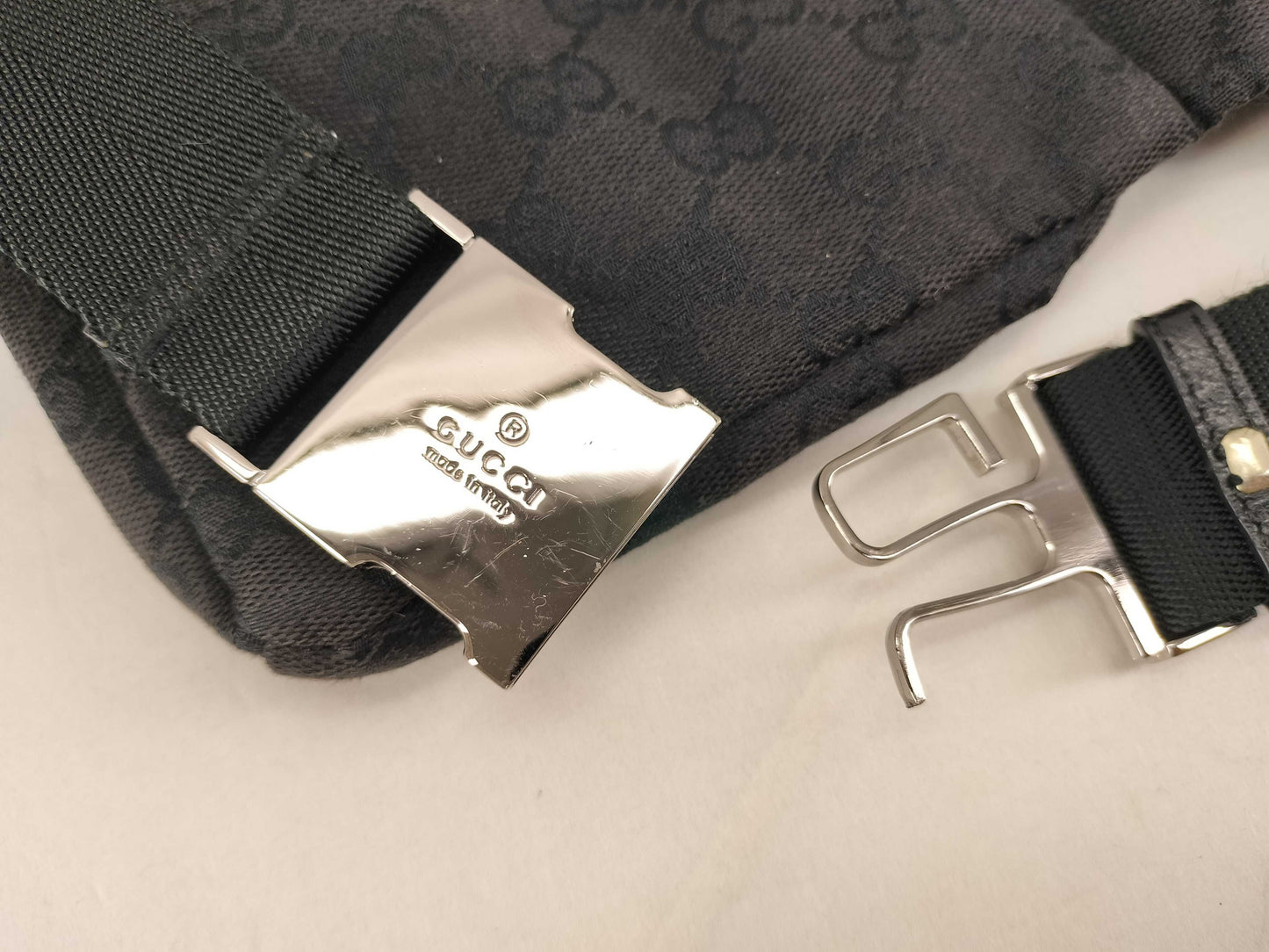 GUCCI GG Canvas Body Waist Bag Black Shoulder Bag Waist Bag