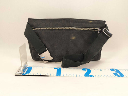 GUCCI GG Canvas Body Waist Bag Black Shoulder Bag Waist Bag