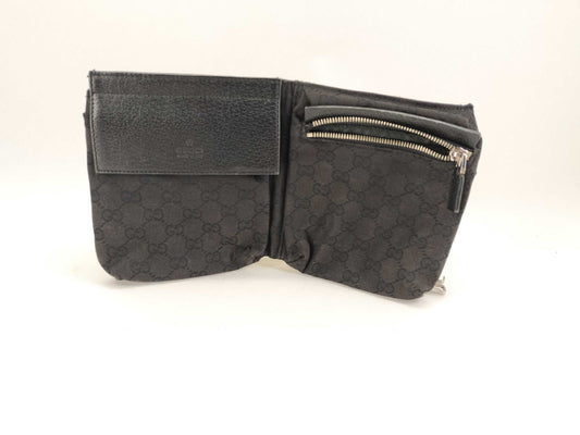 GUCCI GG Canvas Body Waist Bag Black Shoulder Bag Waist Bag